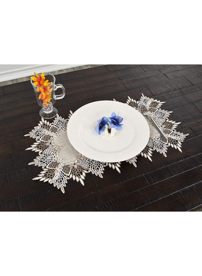 Linens, Art and Things Linens, Art and Things Two Lace Placemats 13W x 20L Neutral Earth Tones Placemats, Dresser Scarf, Coffee Table Runners,  - Image 3