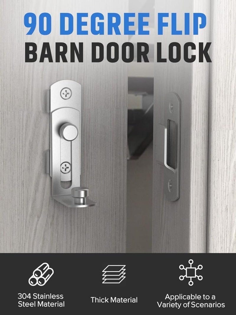 FARIOX Stainless Steel Angle Door Latch BuckleSafety Door Lock Right Angle Curved Door Buckle90 Degree Flip Sliding Barn Door Lock for BarnBathroomGarage Window 2 - Image 2