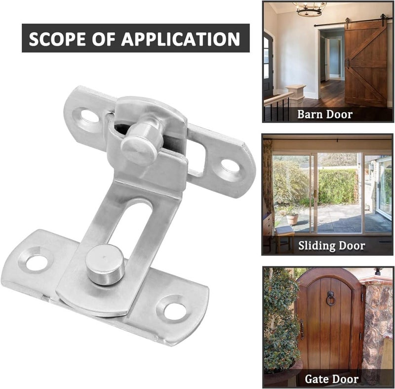 FARIOX Stainless Steel Angle Door Latch BuckleSafety Door Lock Right Angle Curved Door Buckle90 Degree Flip Sliding Barn Door Lock for BarnBathroomGarage Window 2 - Image 3