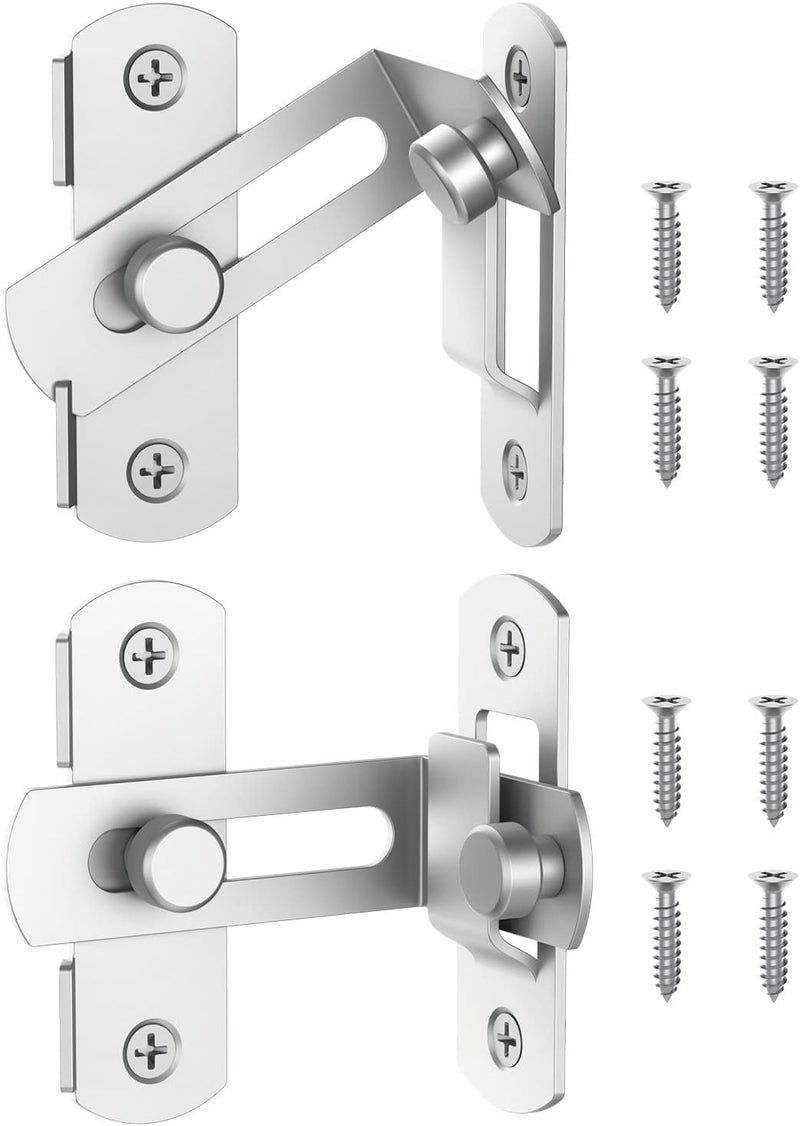 FARIOX Stainless Steel Angle Door Latch BuckleSafety Door Lock Right Angle Curved Door Buckle90 Degree Flip Sliding Barn Door Lock for BarnBathroomGarage Window 2 - Image 1