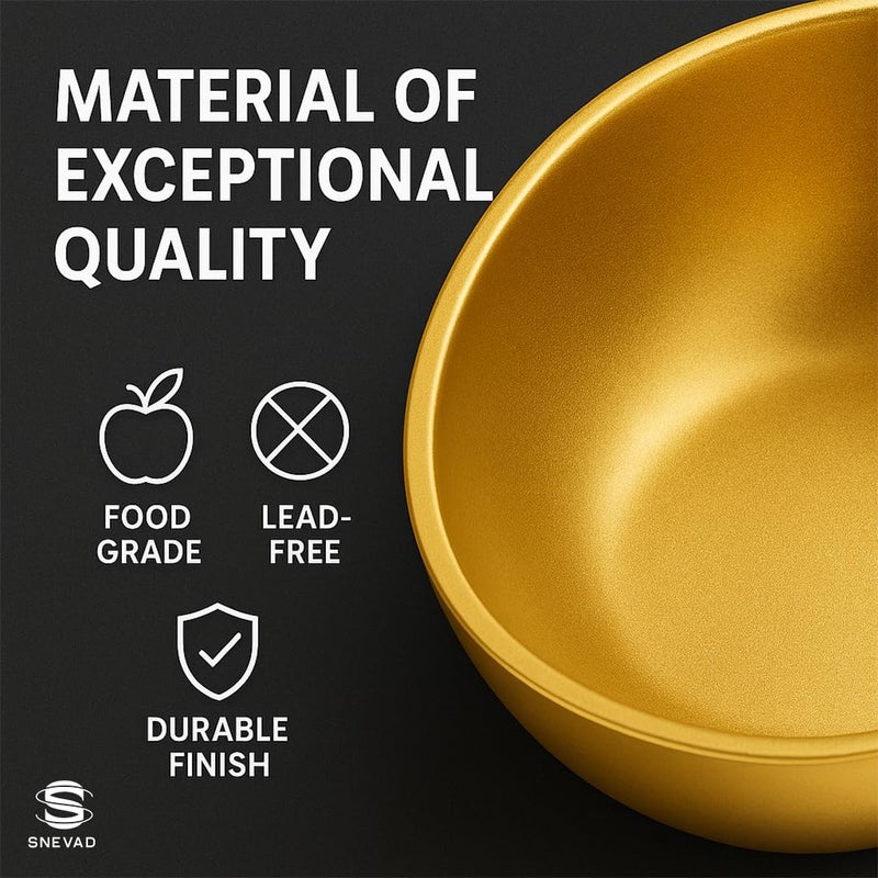 Snevad Gold Stainless Steel Mixing Bowl for Easter Ramadan Serving Salad Fruit Snacks Soup Cereal Wedding Party Noodle Cooking Pot for Home Kitchen Cooking, Baking, Salad Prep, Dishwasher Safe (6) - Image 3
