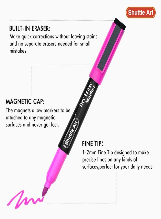 Shuttle Art 32 Pack Whiteboard Pens, 16 Colours Magnetic Whiteboard Markers, Dry Wipe Markers with Eraser, Dry Wipe Pens for Writing on Whiteboards, Weekly Planner, Glass for School Office Home - Image 4