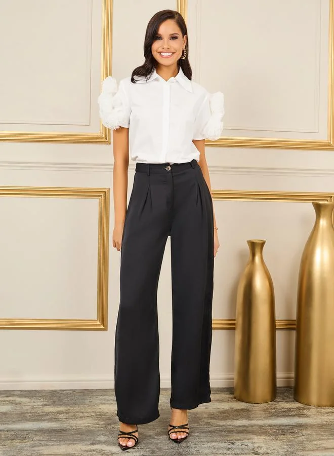 Styli Floral Corsage Sleeves Regular Fit Shirt