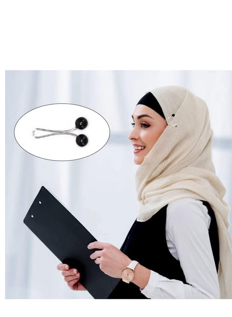 12 Pcs Hijab Pearl Brooch Pins for Women,Muslim Women Headscarf Hijab U Clips,Faux Pearl Scarf Clips Pin-Less Scarf Clips,Scarf Brooch Pin Headscarf Shawl Lady Muslim Scarf Hijab Clips-Black  - Image 3