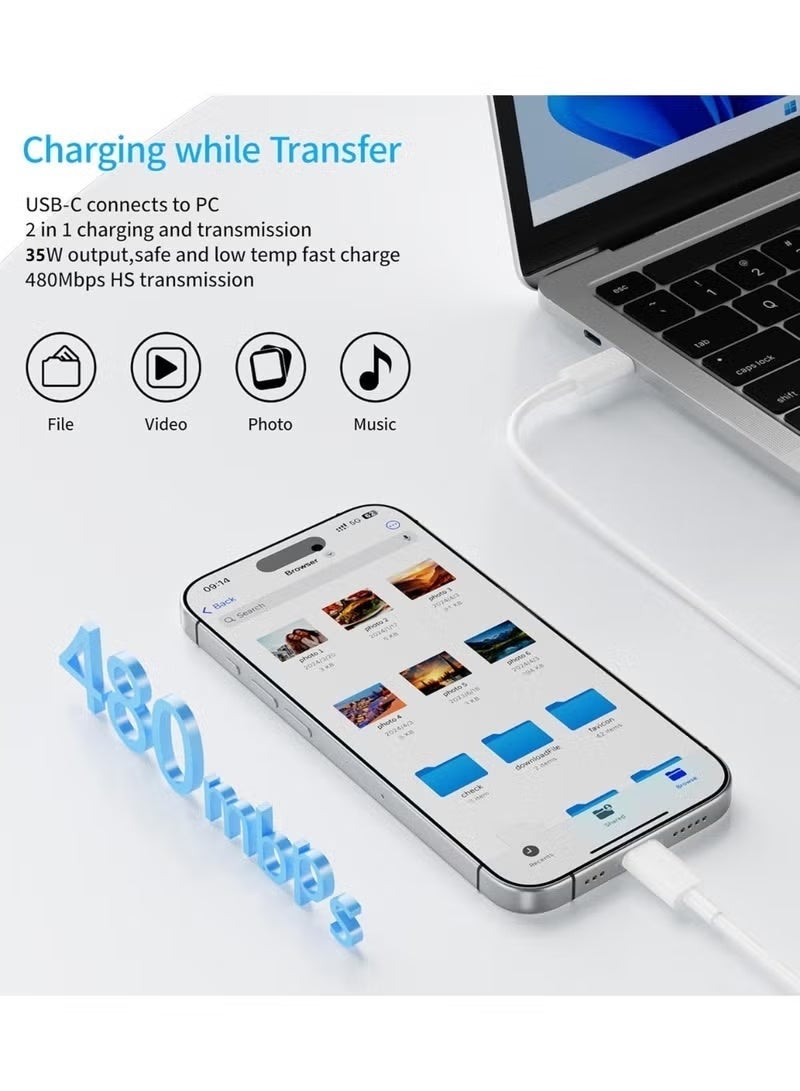 ليكسين شاحن سريع USB-C بقوة 40 واط لهواتف iPhone 17/16/15، وشاحن حائط يدعم تقنية الشحن السريع (PD) مع كابل بيانات بطول مترين، وشاحن Type-C لهواتف iPhone 17 Pro Max / 16 Pro / 15 Pro Max. - Image 4