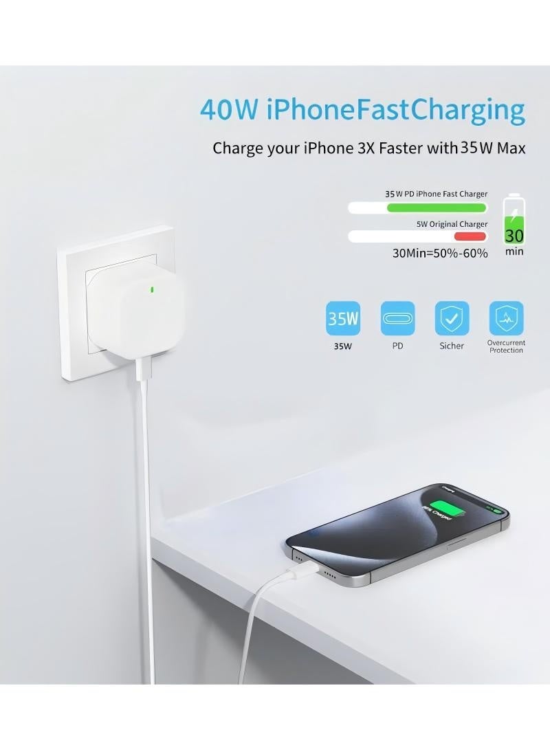 ليكسين شاحن سريع USB-C بقوة 40 واط لهواتف iPhone 17/16/15، وشاحن حائط يدعم تقنية الشحن السريع (PD) مع كابل بيانات بطول مترين، وشاحن Type-C لهواتف iPhone 17 Pro Max / 16 Pro / 15 Pro Max. - Image 5