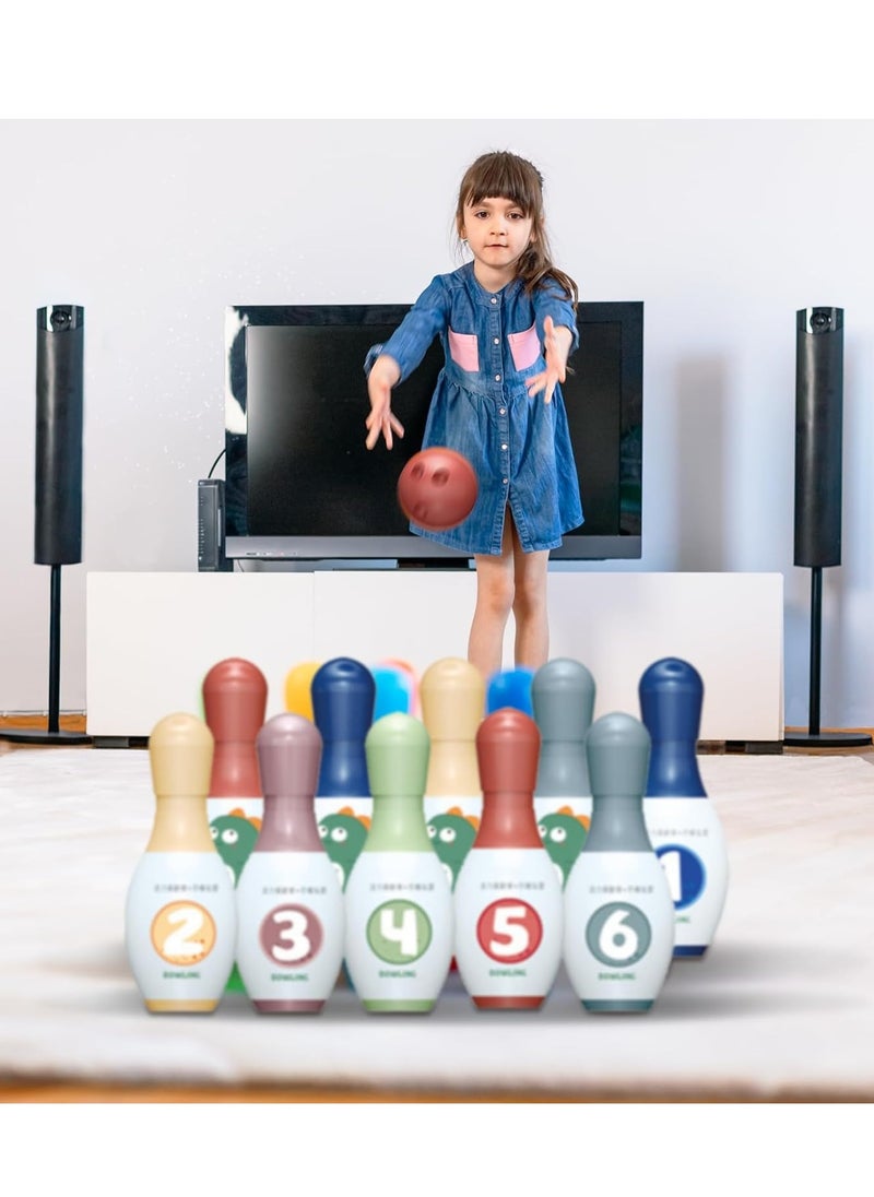 SYOSI Kids Bowling Set Educational Mini Bowling Set Indoor Outdoor Games Set for Family Games Educational Toy Mini Bowling Set with 6 Bowling Pins and 2 Balls for Boys Girls  - Image 2