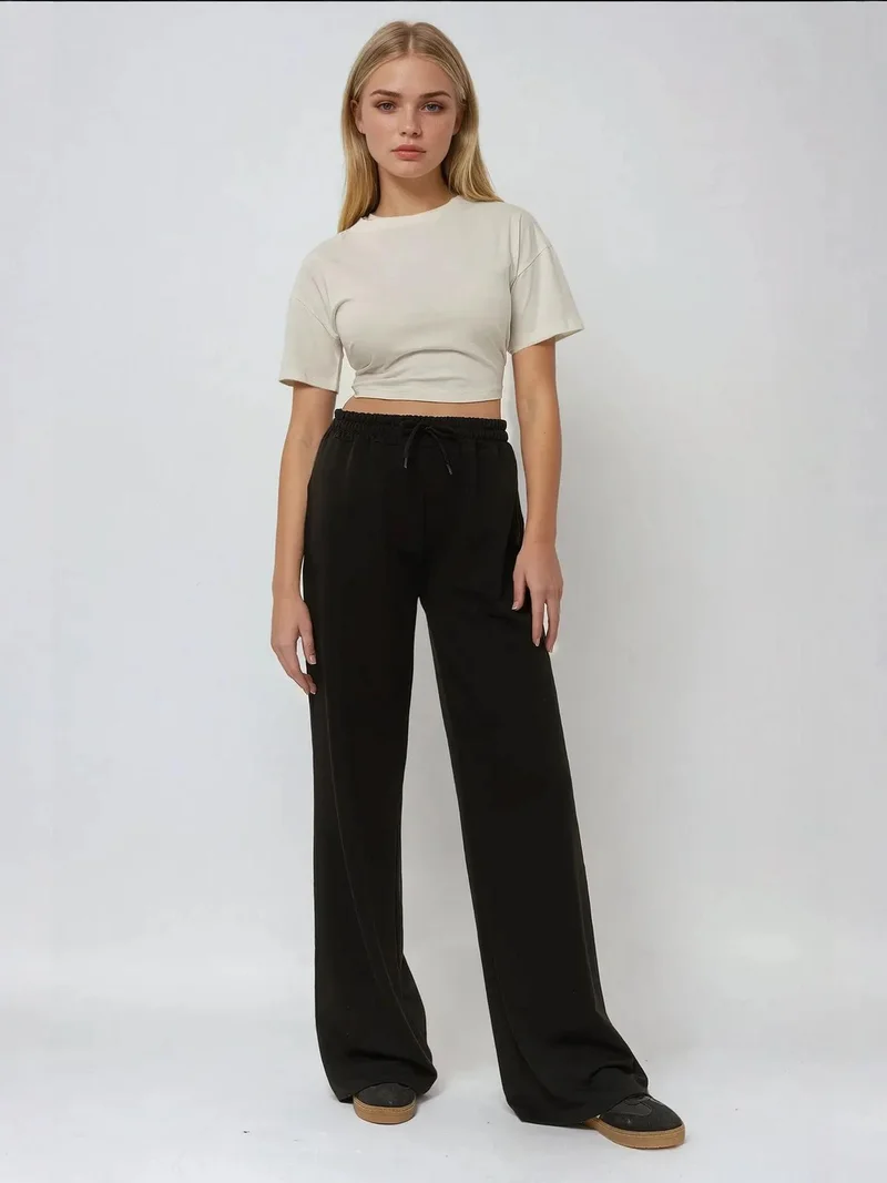 زوبعة بنطلون رياضي واسع الساق بخصر مطاطي