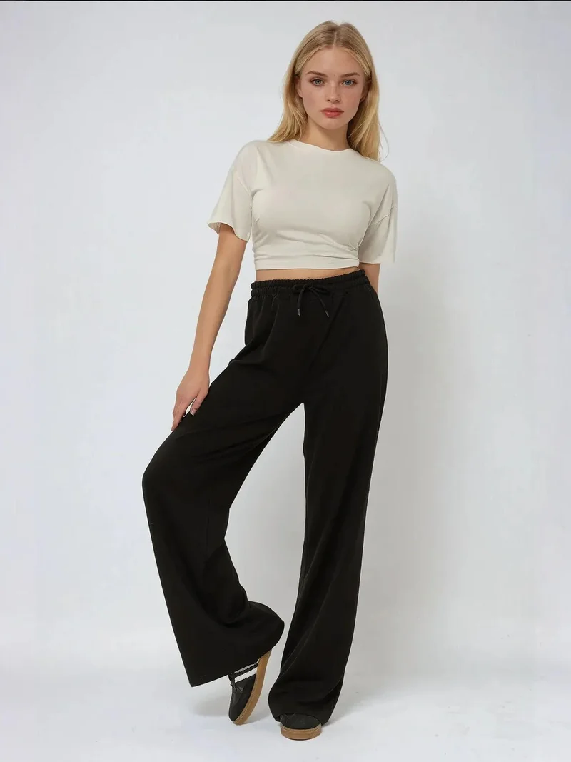 زوبعة بنطلون رياضي واسع الساق بخصر مطاطي