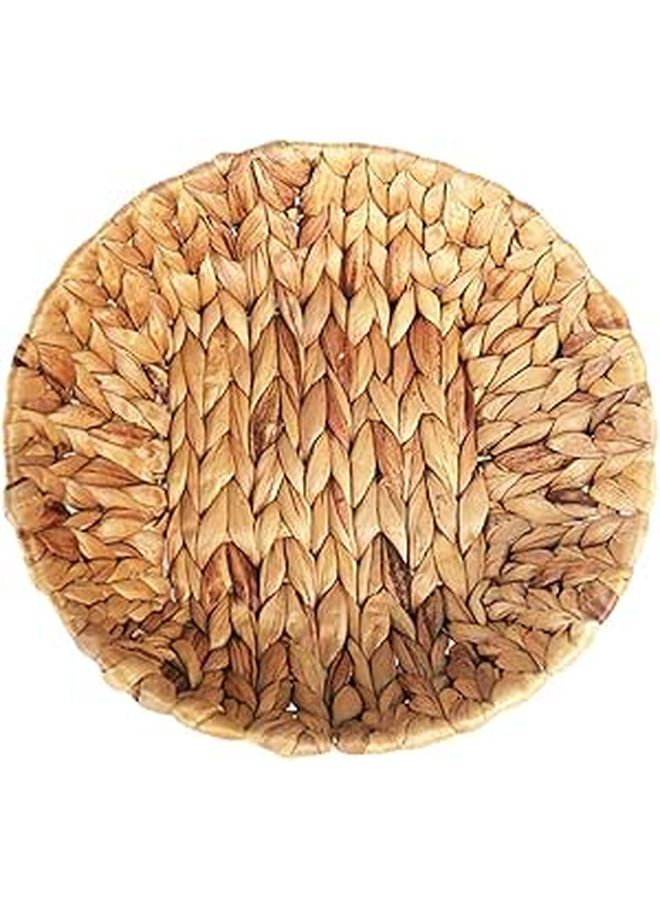 Round Handwoven Seagrass Bread Storage Basket Picnic Serving Tray Kitchen Dining - Image 1