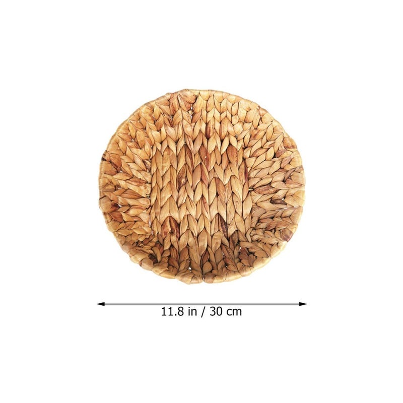 Round Handwoven Seagrass Bread Storage Basket Picnic Serving Tray Kitchen Dining - Image 3
