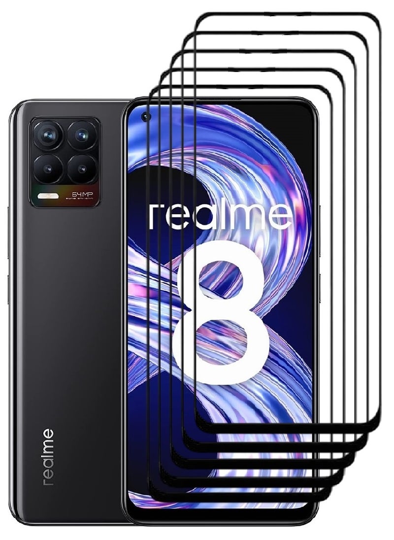 AINA 5 Pieces Tempered Glass Screen Protector 5D Designed For Realme 8 Full Glue Edge to Edge Full Screen Coverage And Bubble Free - Image 1