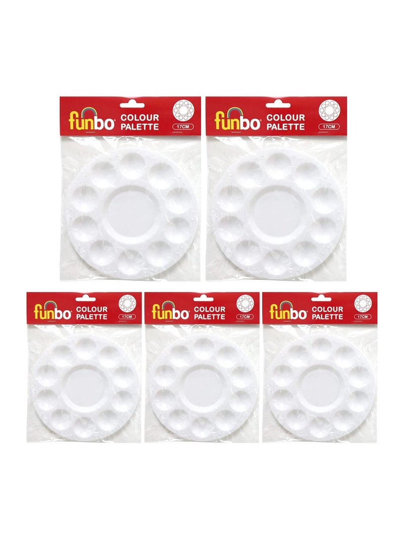 Funbo 5-Piece 17cm Size Plastic Painting Palette Round - Image 1