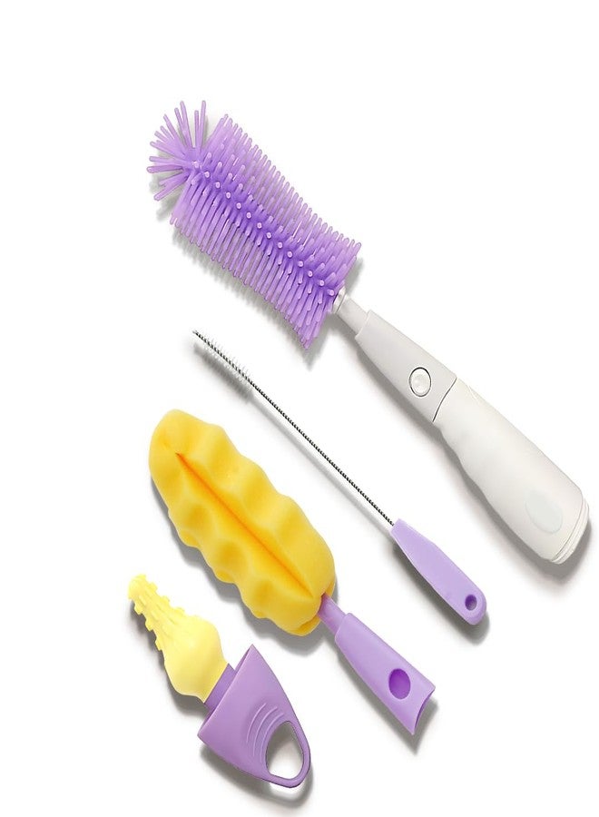 U-Grow Baby Feeding Bottle Cleaning Brush & Nipple Cleaner of Soft Silicone Bristle, 360° Movable, Easy & Scratch Free Cleaning for Narrow Neck & Wide Neck Feeding Bottles - Image 1
