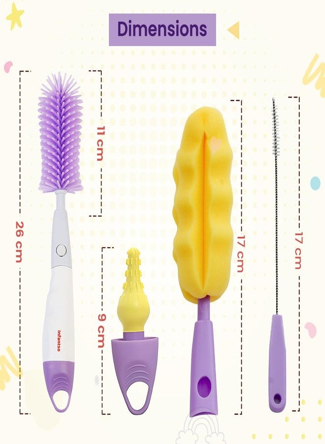 U-Grow Baby Feeding Bottle Cleaning Brush & Nipple Cleaner of Soft Silicone Bristle, 360° Movable, Easy & Scratch Free Cleaning for Narrow Neck & Wide Neck Feeding Bottles - Image 3