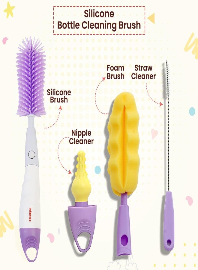 U-Grow Baby Feeding Bottle Cleaning Brush & Nipple Cleaner of Soft Silicone Bristle, 360° Movable, Easy & Scratch Free Cleaning for Narrow Neck & Wide Neck Feeding Bottles - Image 5