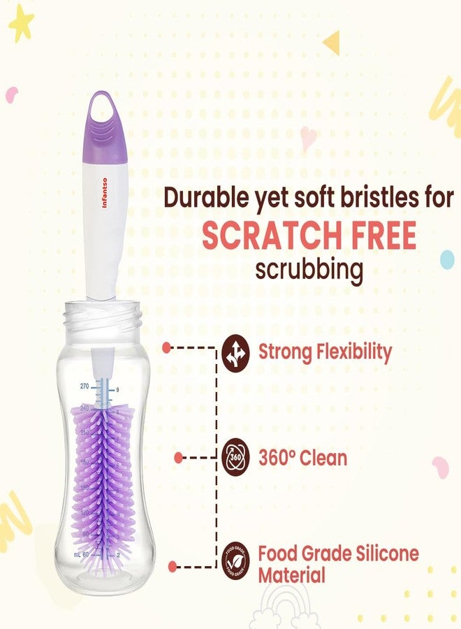 U-Grow Baby Feeding Bottle Cleaning Brush & Nipple Cleaner of Soft Silicone Bristle, 360° Movable, Easy & Scratch Free Cleaning for Narrow Neck & Wide Neck Feeding Bottles - Image 4
