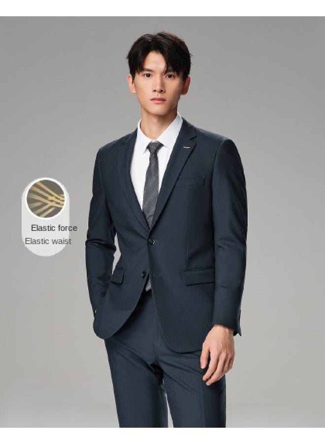 HLA Elastic Waistband】men's Formal Wedding Tuxedo Suit With Notched Lapel For Spring And Autumn - Image 1