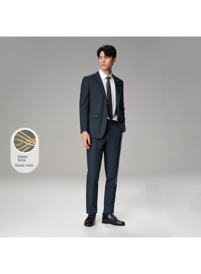 HLA Elastic Waistband】men's Formal Wedding Tuxedo Suit With Notched Lapel For Spring And Autumn - Image 3