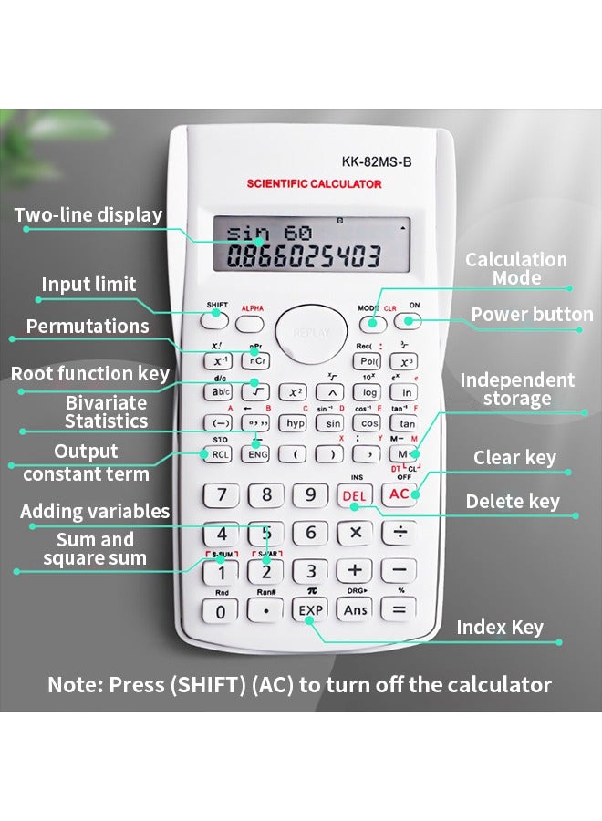 Small Second Generation Calculator Portable Scientific Calculator with on Battery Multi-purpose Portable Student Calculator for Math Teaching 240 Functions - Image 3