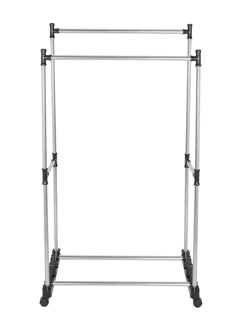فيند رف ملابس تلسكوبي من الفولاذ المقاوم للصدأ قابل للتعديل بعمود مزدوج - Image 1