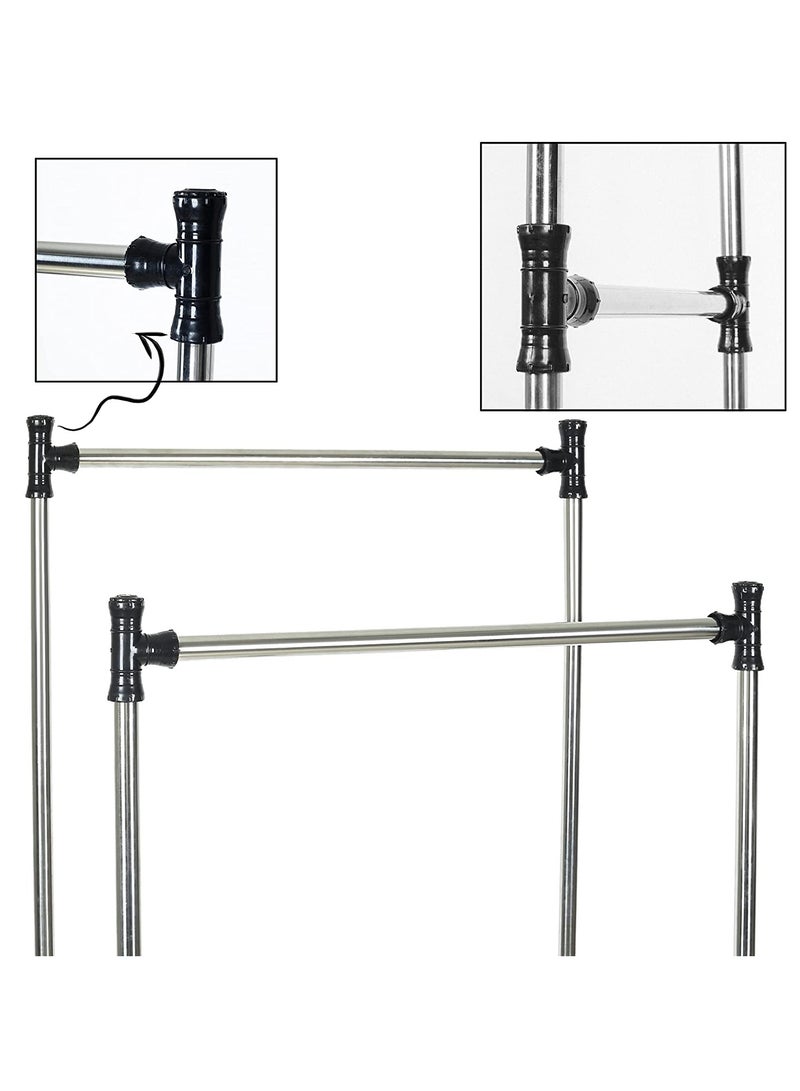 فيند رف ملابس تلسكوبي من الفولاذ المقاوم للصدأ قابل للتعديل بعمود مزدوج - Image 5