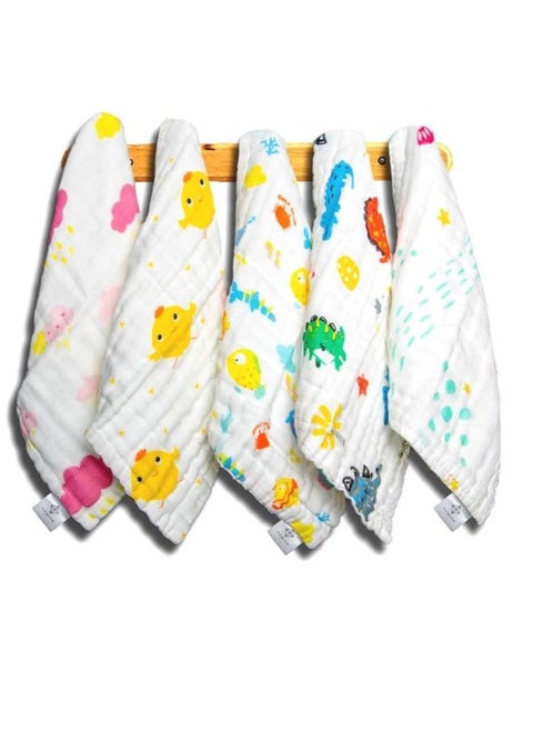100% Cotton Natural Baby Face Towels, 5 Pack, Reusable Extra Soft Newborn Baby Wipes