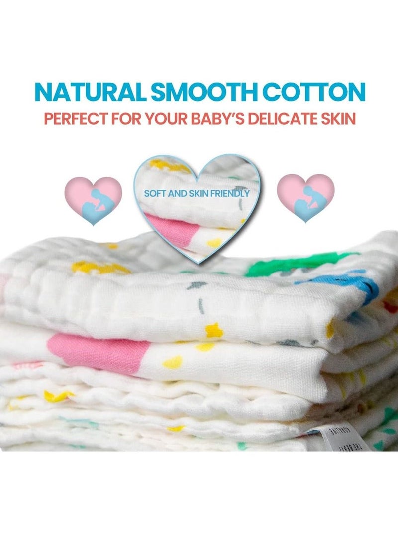 100% Cotton Natural Baby Face Towels, 5 Pack, Reusable Extra Soft Newborn Baby Wipes