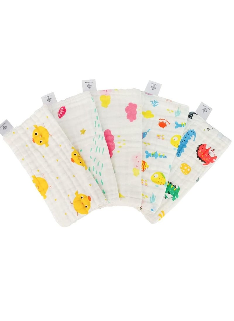 100% Cotton Natural Baby Face Towels, 5 Pack, Reusable Extra Soft Newborn Baby Wipes