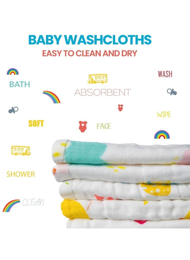 100% Cotton Natural Baby Face Towels, 5 Pack, Reusable Extra Soft Newborn Baby Wipes