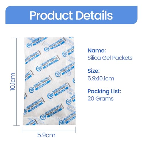 Wisesorb Silica Gel Packets, 20 Gram 15 Packs Dessicant Packets for Storage, Pure and Safe Silica Gel Desiccant Packs, Humidity Packs - Image 2