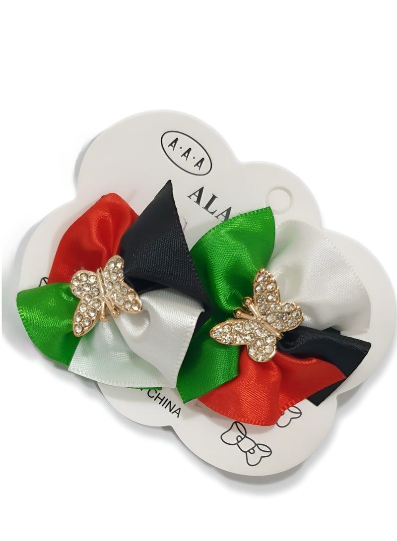 الزعابية مشبك شعر مع علم وفراشة ذهبية 2 - Image 1