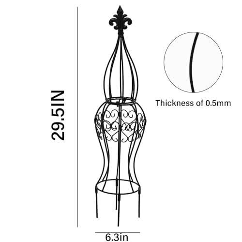GOOOXIM Obelisk Metal Garden Trellis for Climbing Plants 295 in by 63 in Durable Iron Structure Easy Assembly Perfect for Potted Vines Roses Modern Vertical Gardening Support - Image 3