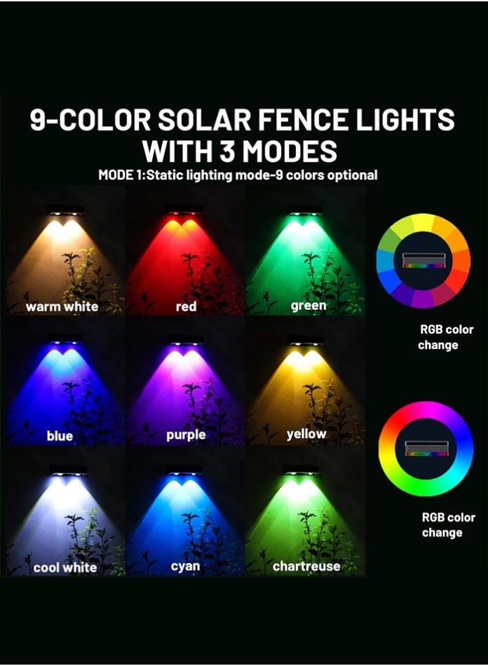 مودي مجموعة مصابيح جدارية شمسية مدببة RGB مكونة من 10 قطع - مصابيح LED خارجية متغيرة الألوان تلقائيًا بـ 8 ألوان - Image 2