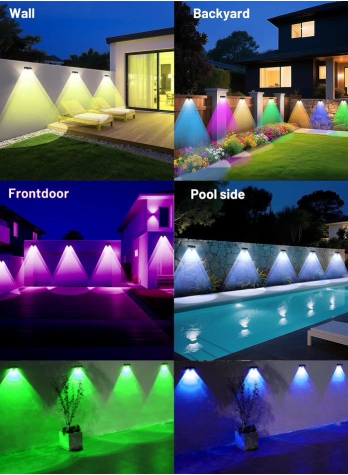 مودي مجموعة مصابيح جدارية شمسية مدببة RGB مكونة من 10 قطع - مصابيح LED خارجية متغيرة الألوان تلقائيًا بـ 8 ألوان - Image 4