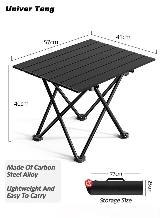 صورة العالمة طاولة تخييم قابلة للطي محمولة مع حقيبة حمل، طاولة قابلة للطي وخفيفة من الألومنيوم، مناسبة للنزهات والتخييم والمشي لمسافات طويلة وحفلات الشواء والشاطئ وفعاليات السيارات، الأبعاد: 57 × 41 × 40 سم. - Image 3