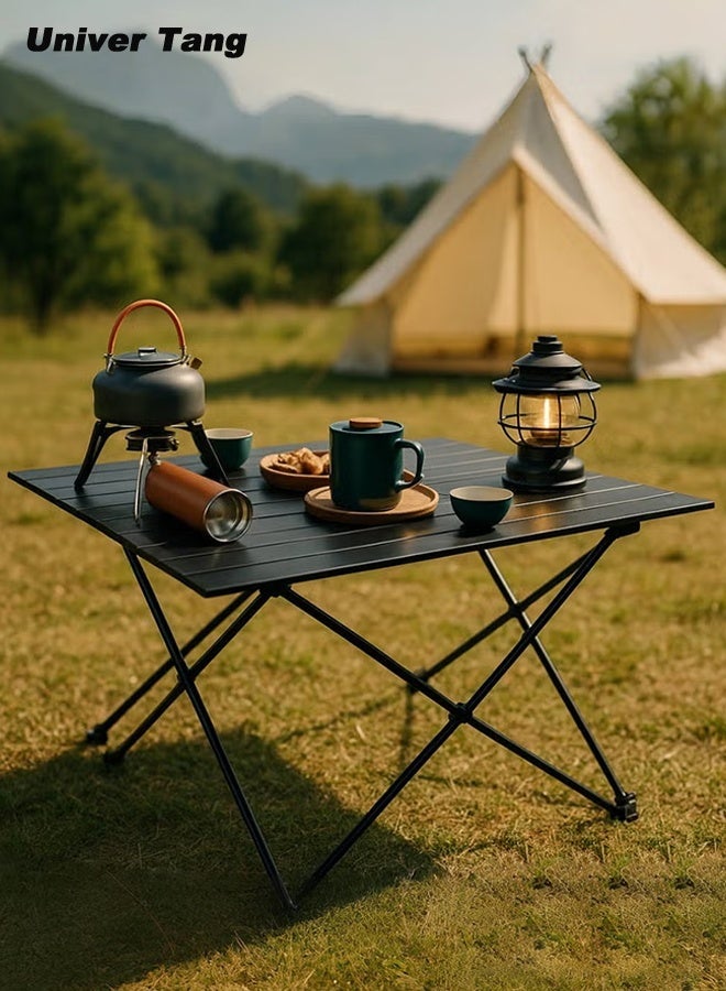 صورة العالمة طاولة تخييم قابلة للطي محمولة مع حقيبة حمل، طاولة قابلة للطي وخفيفة من الألومنيوم، مناسبة للنزهات والتخييم والمشي لمسافات طويلة وحفلات الشواء والشاطئ وفعاليات السيارات، الأبعاد: 57 × 41 × 40 سم. - Image 1