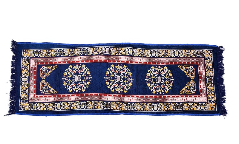 RUSTIC LINEN Velvet Pooja Asan Mat Size 24 x 72Inches 60X182CM 2X6Feet Bed Side RunnerFloor Mat Floor Rug Pack of 1 Velvet Asan - Image 4