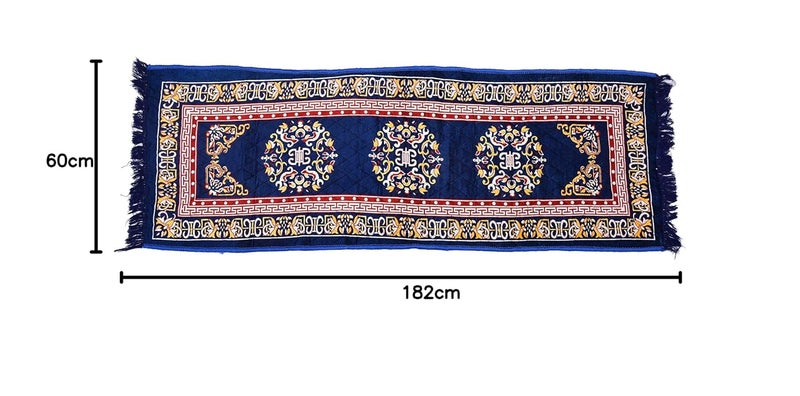 RUSTIC LINEN Velvet Pooja Asan Mat Size 24 x 72Inches 60X182CM 2X6Feet Bed Side RunnerFloor Mat Floor Rug Pack of 1 Velvet Asan - Image 2