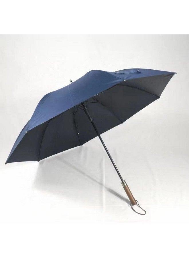 STAR WORK Large Windproof Golf Umbrella with Wooden Handle - Auto Open Close, Folding Travel Umbrella with UV Protection, Fiberglass Ribs, Double Canopy - For Men & Women (BLUE) - Image 5