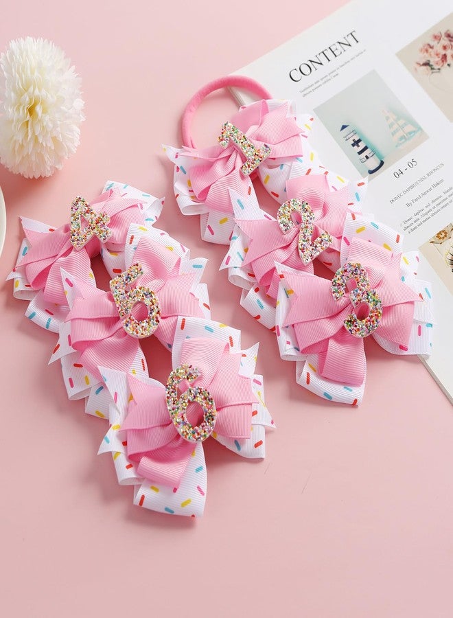 Fancheer 2Pcs Birthday Hair Bow for Baby Girls 2 3 4 5 6 7 Years Sprinkle Decorations Confetti Ice Cream Party Pink Pigtail Hair Accessories for Two 2nd Second Birthday - Image 4