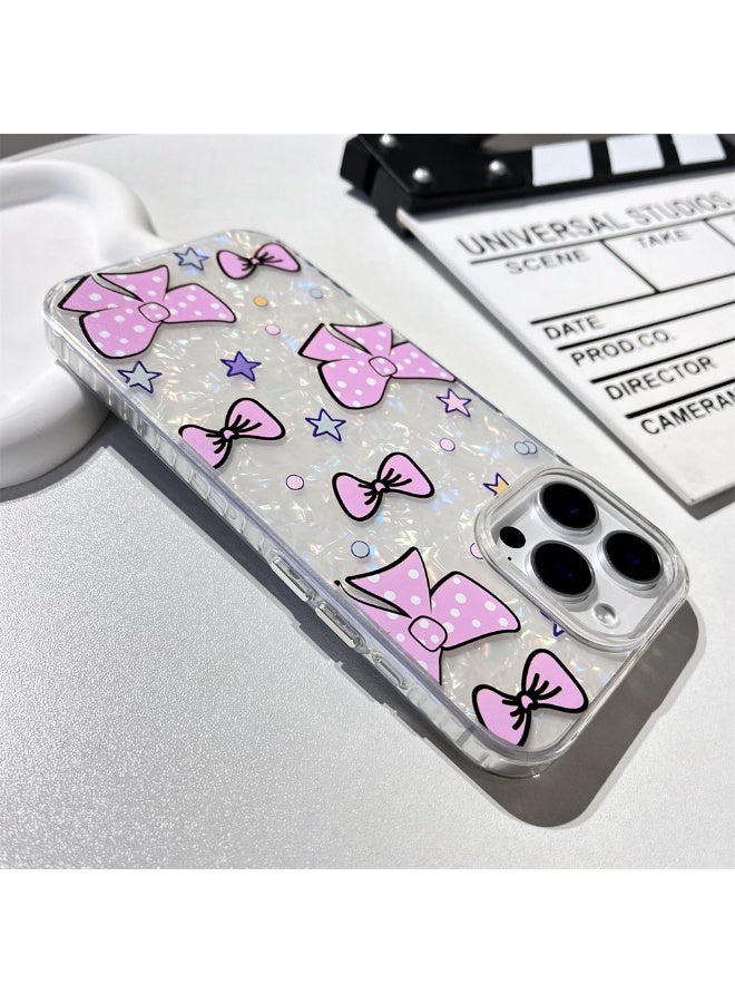 NIBEMINENT Korean Polka Dot Bow Protective TPU Case Cover For iPhone 15 Pro Clear - Image 2