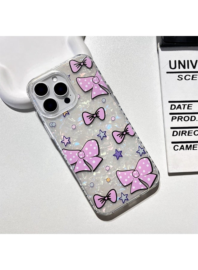 NIBEMINENT Korean Polka Dot Bow Protective TPU Case Cover For iPhone 15 Pro Clear - Image 1