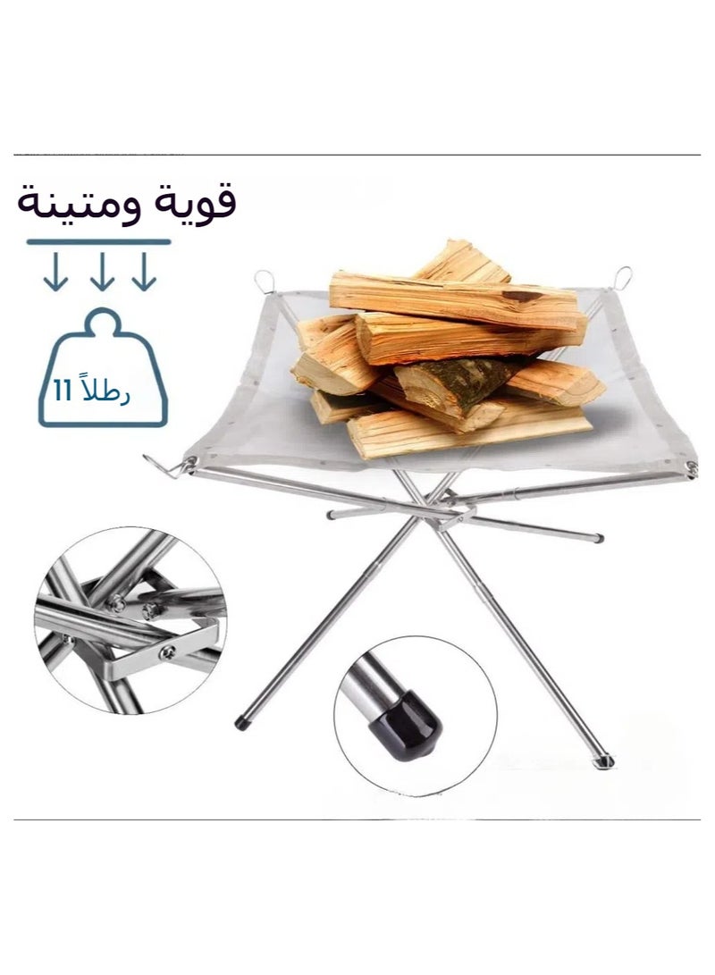 عام ركيزة نار خفيفة الوزن للاستخدام في الهواء الطلق. هي شواية تخييم مصنوعة من الفولاذ المقاوم للصدأ. شواية نار تخييم قابلة للطي، وهي شواية باربيكيو تخييمية. - Image 2
