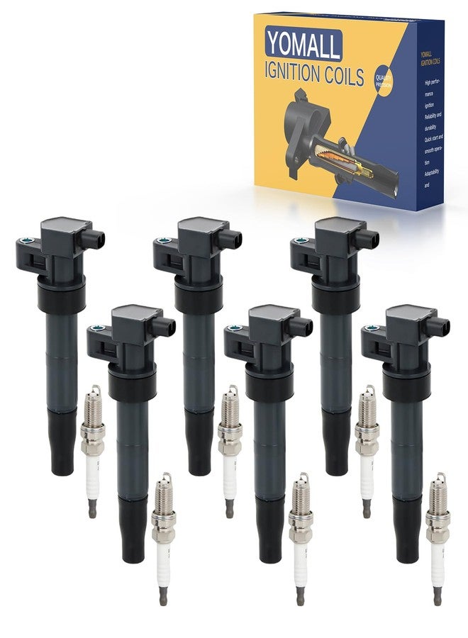 YOMALL 6PCS UF546 Ignition Coils + 6PCS 7854 Iridium Spark Plugs Ignition Coils Pack Fits for 2006-2011 Azera, 2006-2010 Sonata, 2006-2014 Sedona 3.3L 3.5L 3.8L, Coil Pack Set Aftermarket Parts - Image 1