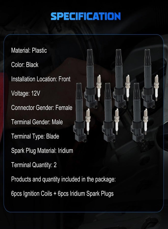 YOMALL 6PCS UF546 Ignition Coils + 6PCS 7854 Iridium Spark Plugs Ignition Coils Pack Fits for 2006-2011 Azera, 2006-2010 Sonata, 2006-2014 Sedona 3.3L 3.5L 3.8L, Coil Pack Set Aftermarket Parts - Image 3