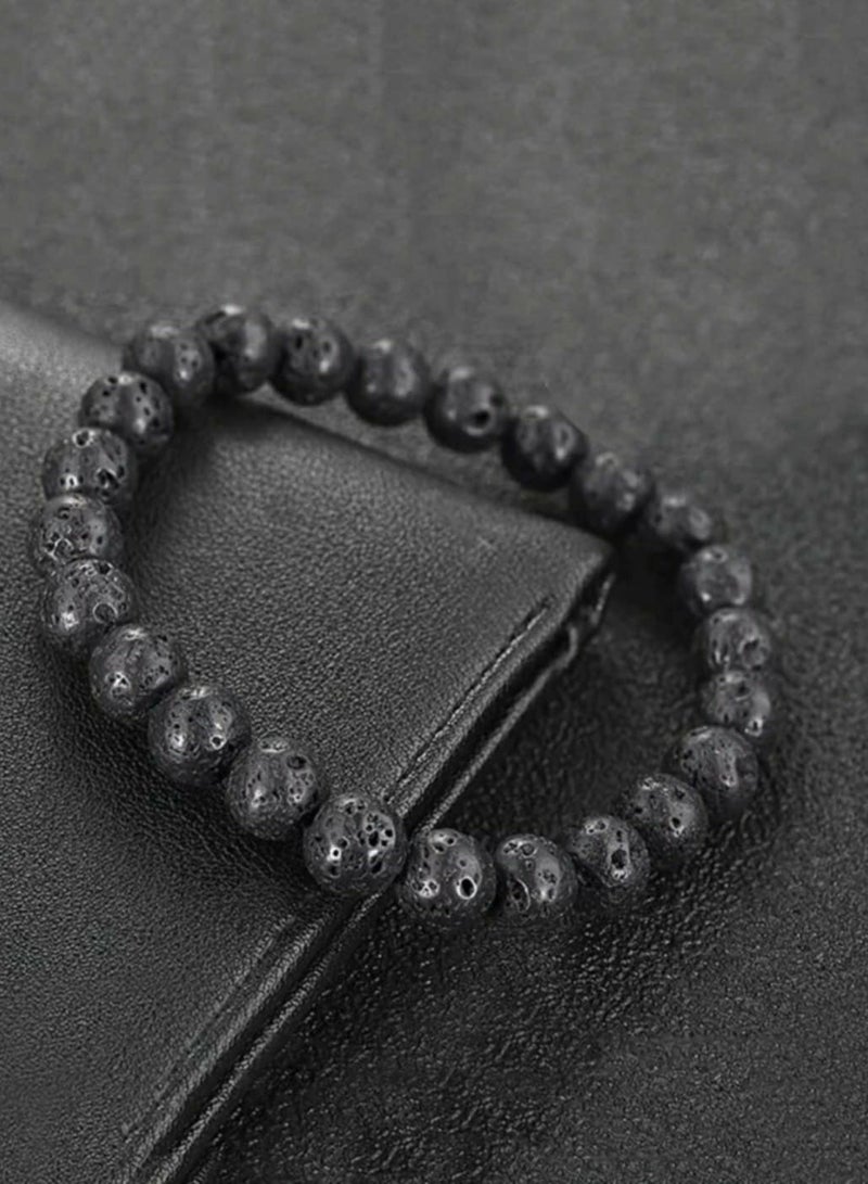 RA accessories Man Bracelet Of Black Lava Stone - Image 2