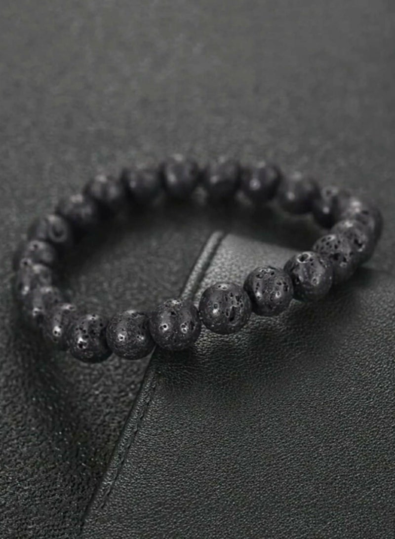 RA accessories Man Bracelet Of Black Lava Stone - Image 4