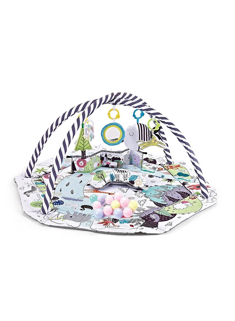 DOOKOO 5-in-1 Baby Play Gym Mat, Play Mats for Babies, Tummy Time Mat, Baby Gym Activity Play Mat, Baby Activity Center with 8 Detachable Toys, for Newborn Stage-Based Sensory and Motor Skill Development - Image 1