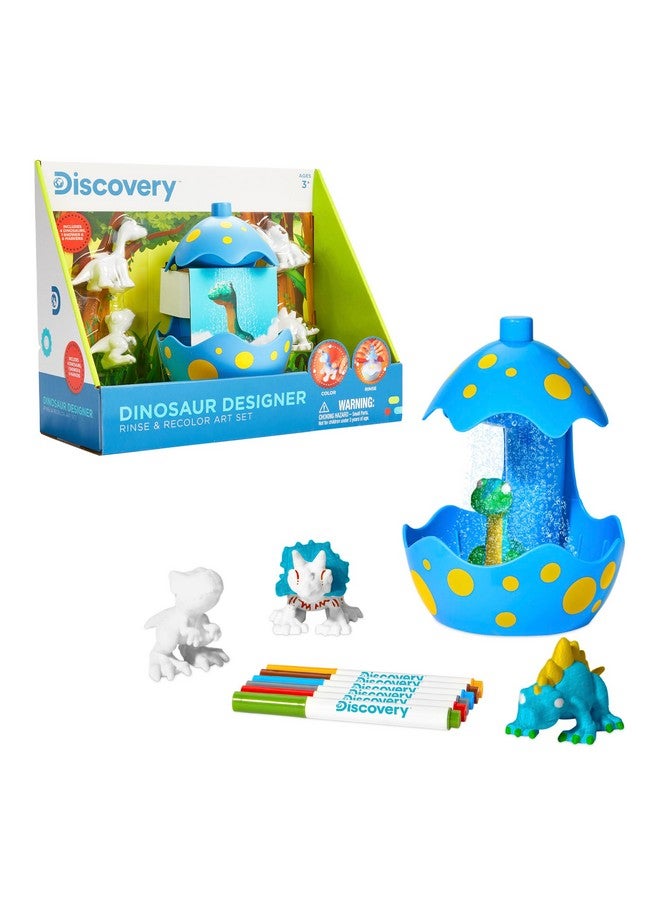 Discovery Kids Dinosaur Crafts Painting Kit, Dinosaur Designer Rinse & Recolor Art Set - Dino Arts & Crafts For Kids Includes 4 Dinos, 1 Egg Shower & 6 Washable Markers, 11-Piece Color & Wash Activity - Image 1